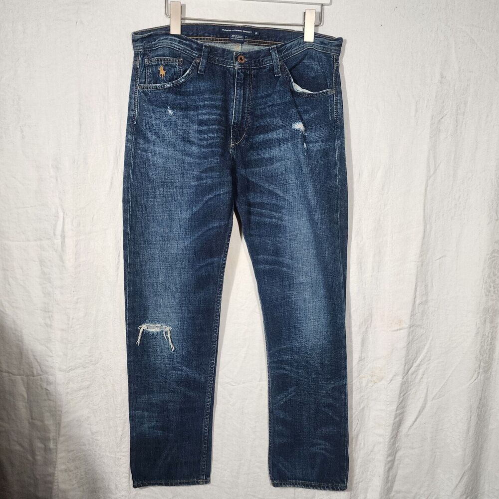 RALPH LAUREN Sport Sz 29 100% Cotton Distressed Straight Leg Jeans